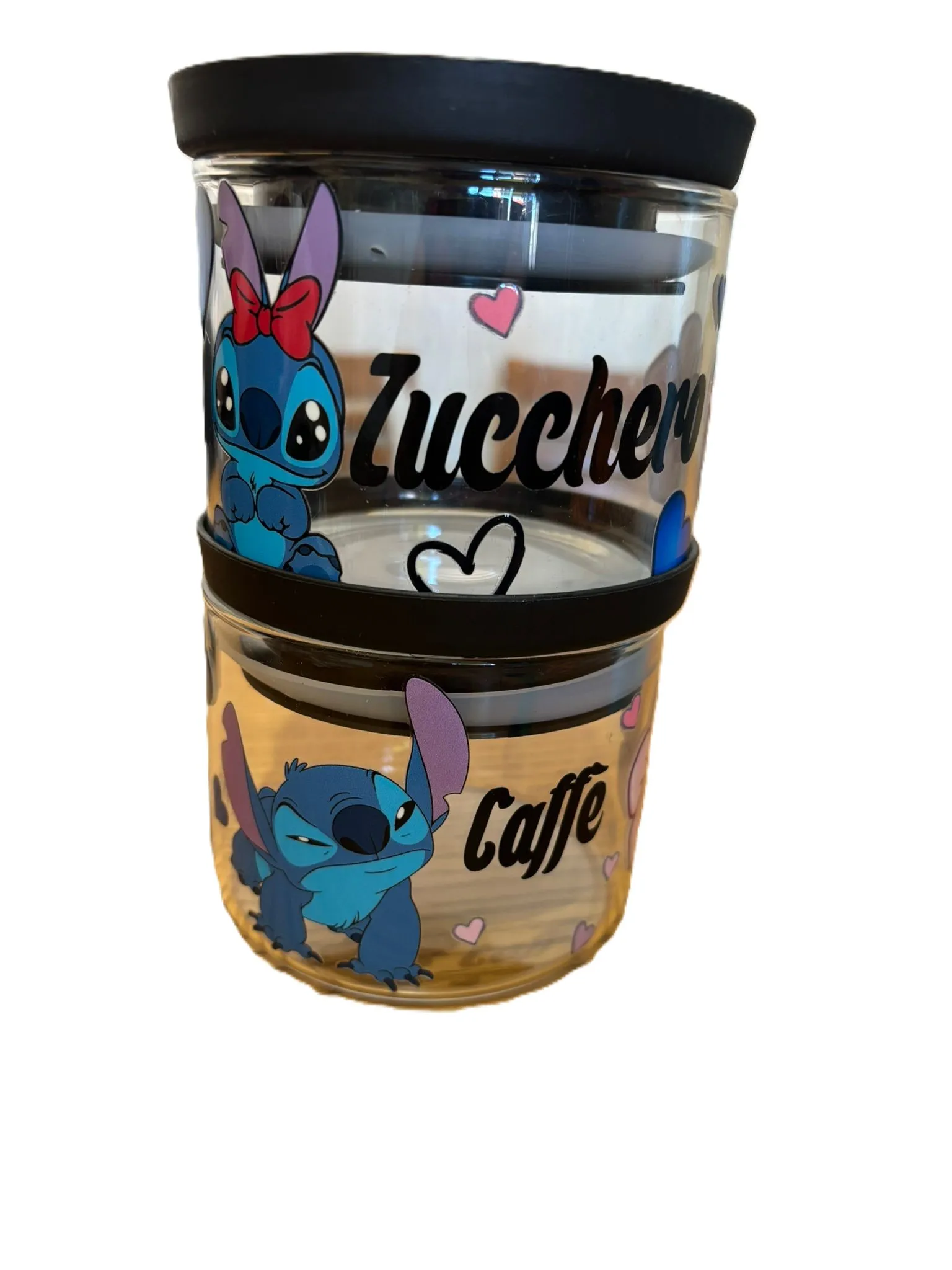 Barattoli decorati con motivo Stitch